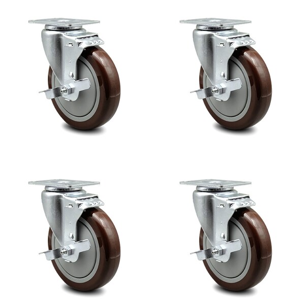 Cambro 60007 Dish Caddies Utility Truck Caster with Brake Replacement Set-SCC
